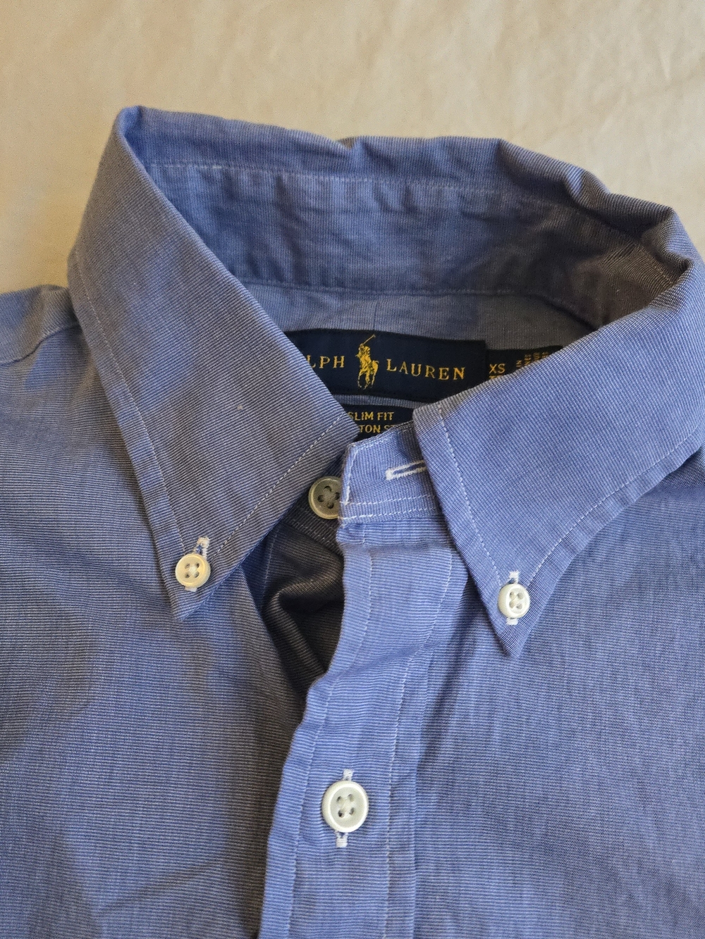 Ralph Lauren Button-Down Shirt Blue Slim Fit Cotton Stretch EB3 - Picture 7 of 9